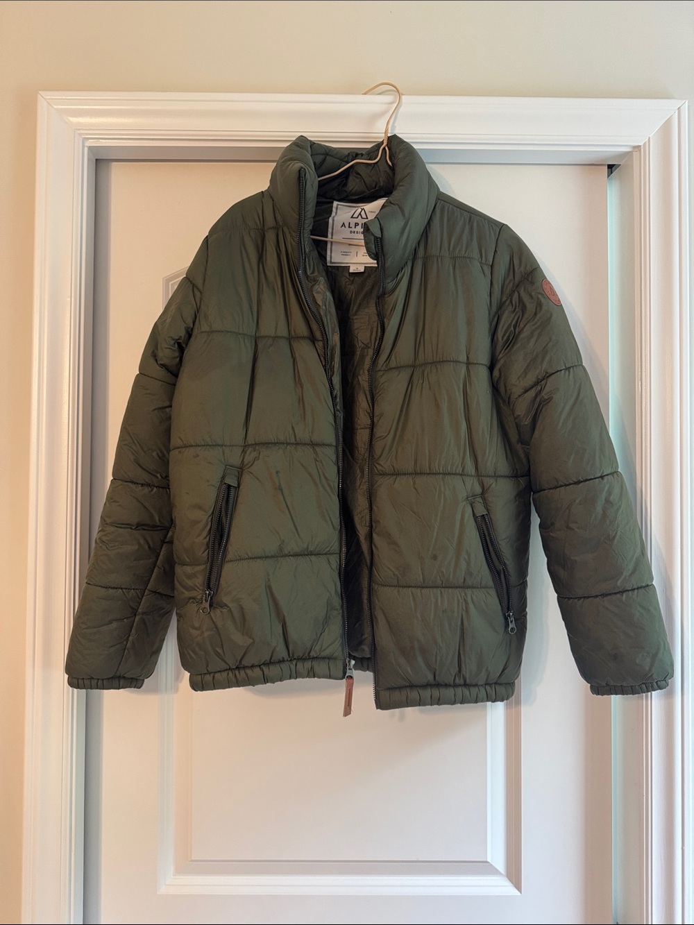 Olive Green Apline Design Puffer Jacket
